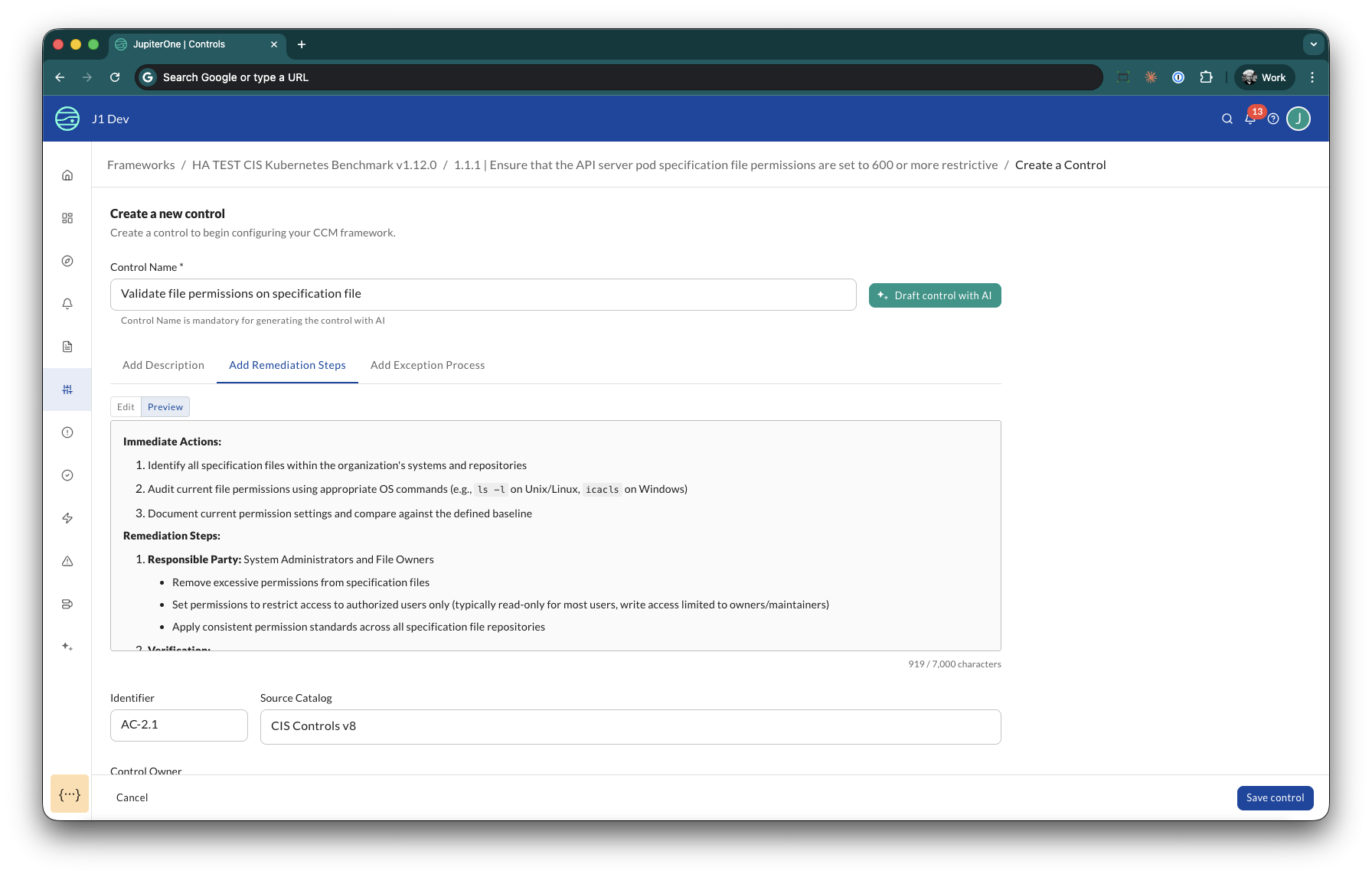 AI-assisted control authoring