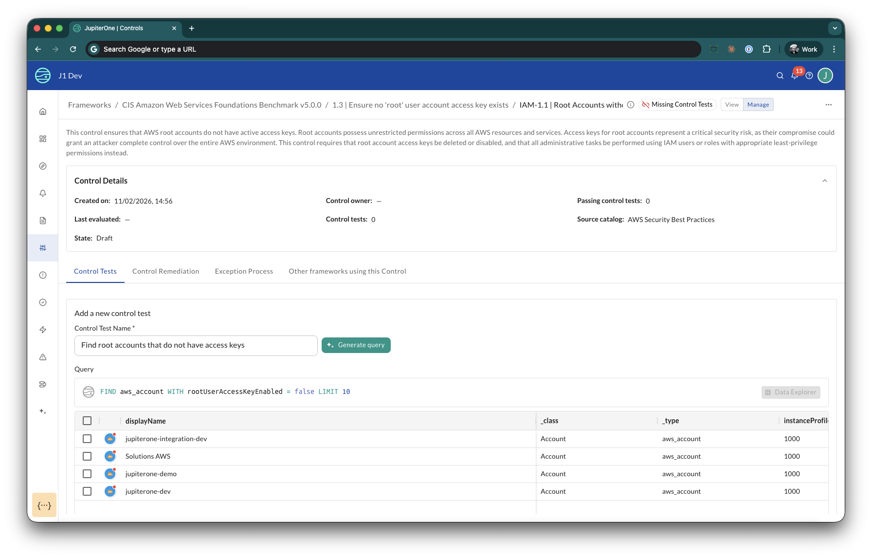 AI-generated control test query