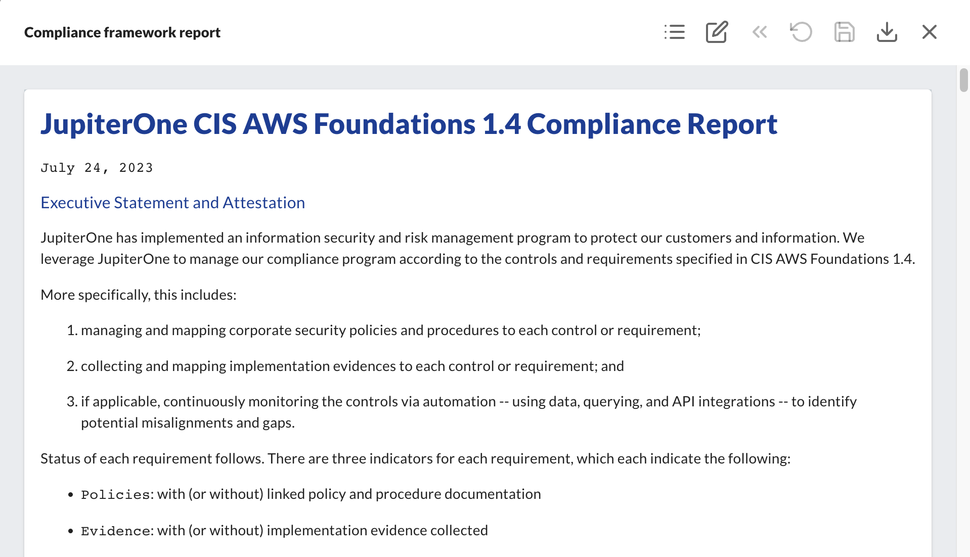 Compliance Framework PDF report