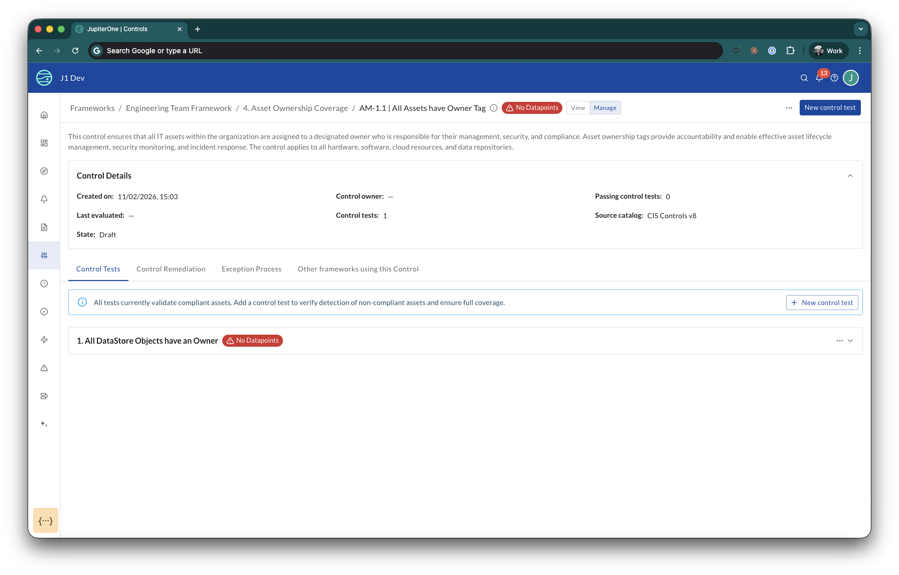 Control effectiveness indicators