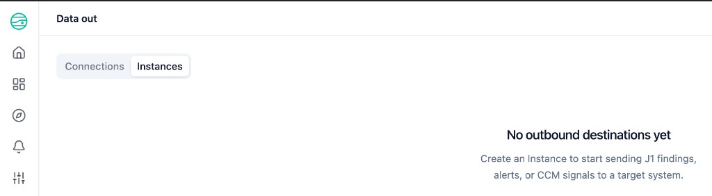 Instances tab empty state before any outbound destinations exist