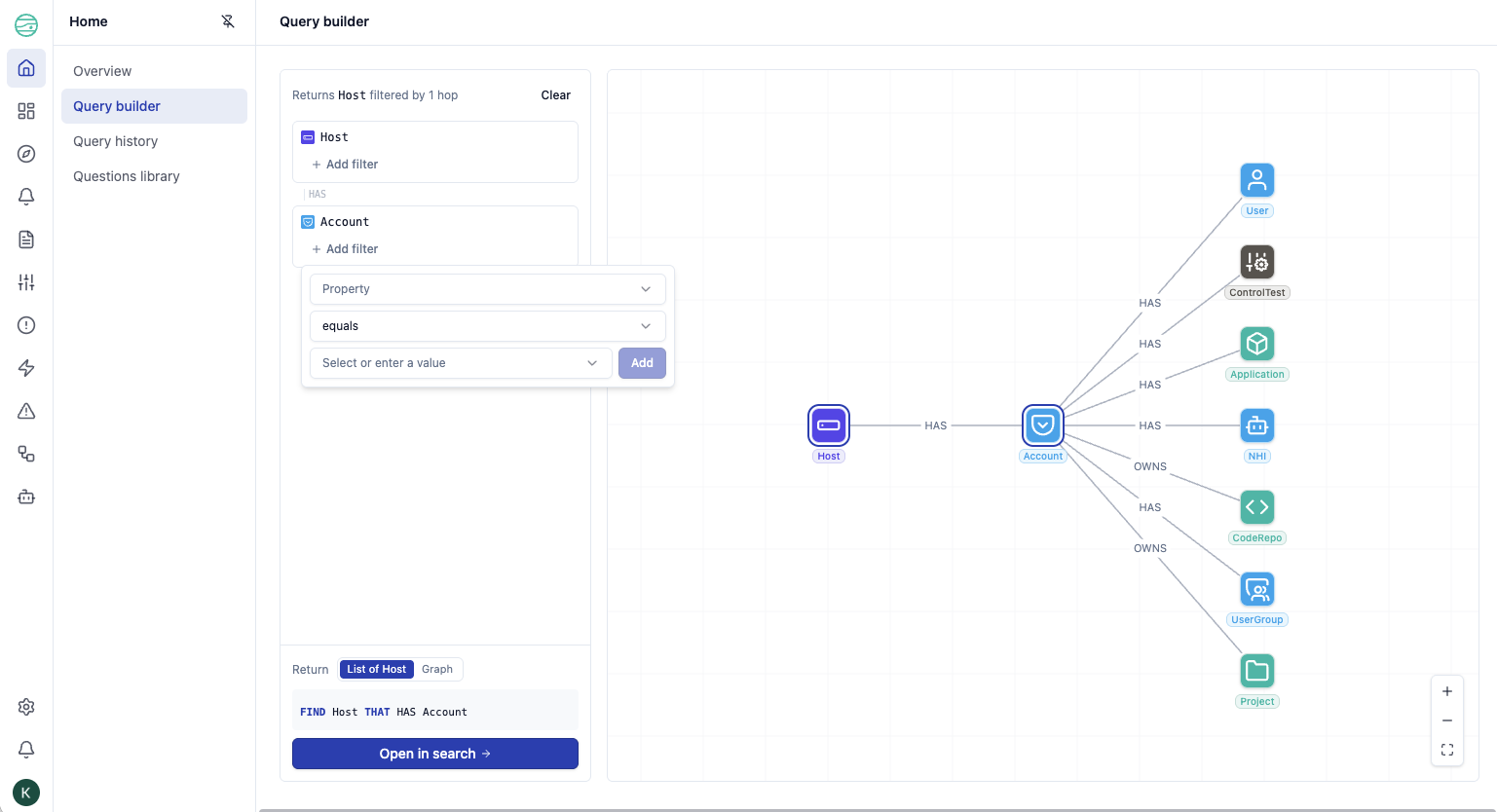 Query builder live graph