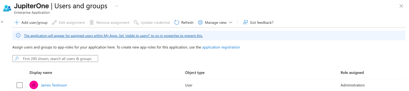User assigned Azure AD App role
