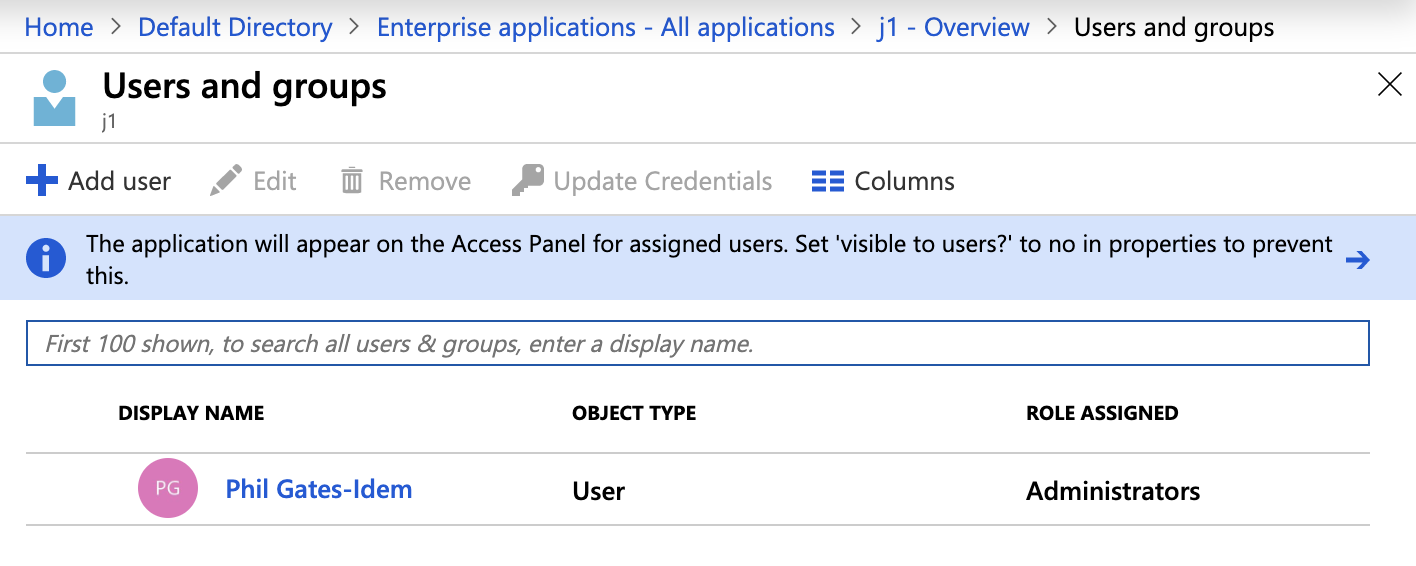 User assigned Azure AD App role